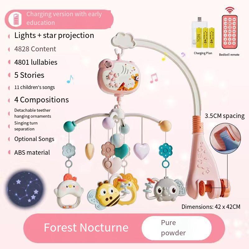 

1шт музыкальный детский мобиль для кроватки с подсветкой музыкальная проекция для младенцев пульт дистанционного управления игрушки для кроватки для новорожденного мобильный для игрушек для кроватки розовый