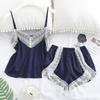 Lace Trim Pajama Set for Women 2 Piece V Neck Sleeveless Cami Tank Top And Shorts Pjs Set Summer Sexy Lounge Sleepwear