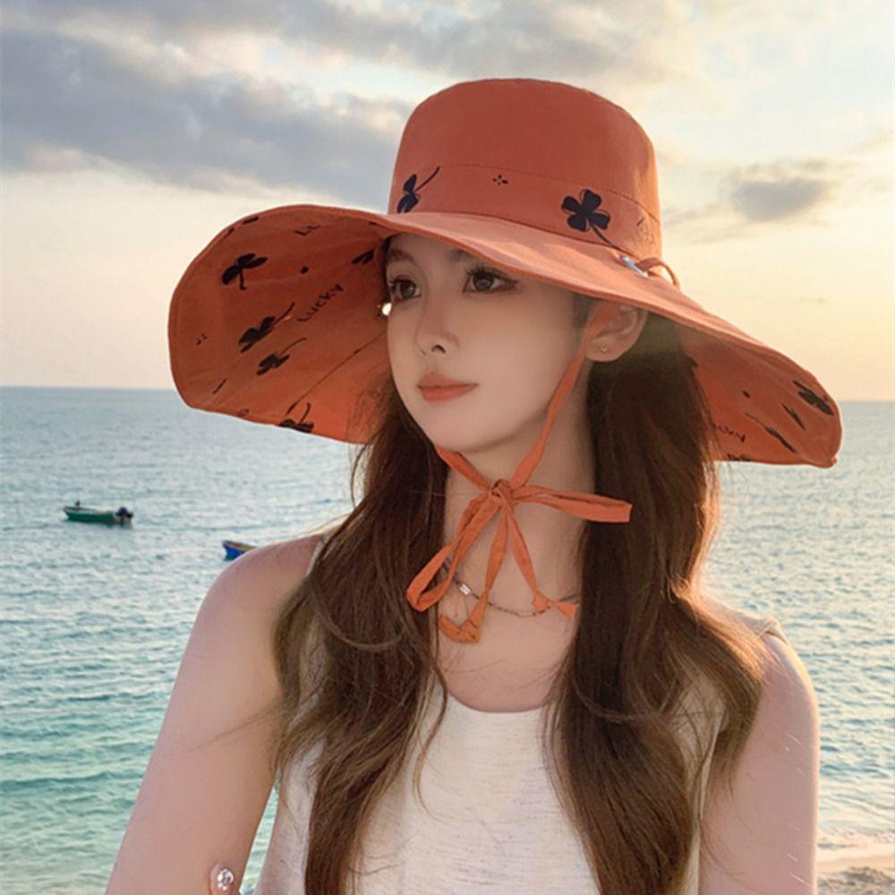 Sweet Seaside Beach Cap Double Sided Sun Protection Cap Sunscreen Sunshade Fisherman Hat  Lady