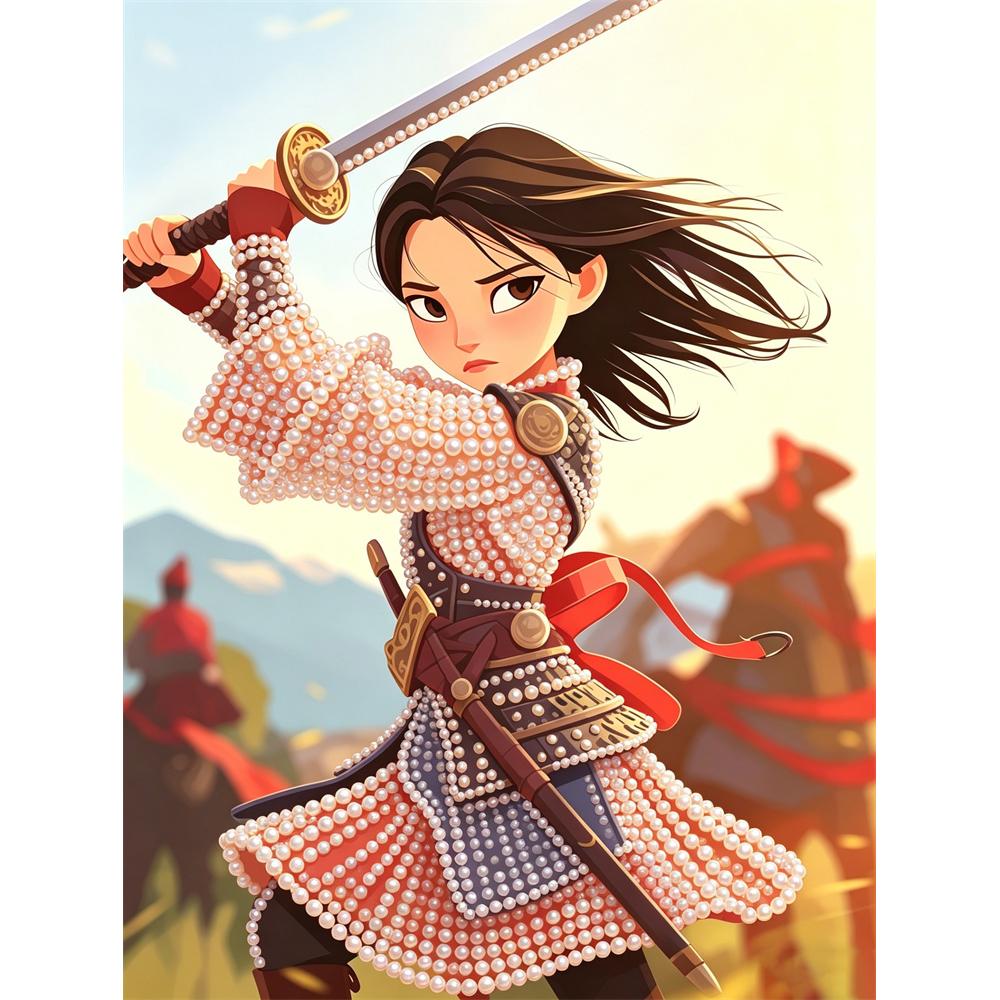 

Disney Pearl Painting Mulan Heroic 5D DIY Pearl Picture Crafts for Adults/Beginners Gift Ideas Home Decoration 30x40
