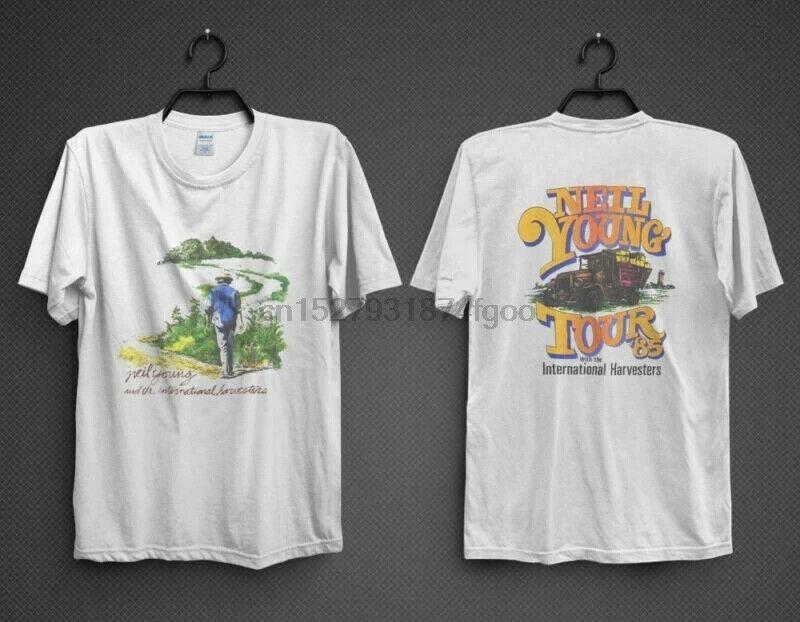 Vintage NEIL YOUNG Tour 1985 Rock Music Concert TShirt Reprint New Top Unisex T-Shirt M