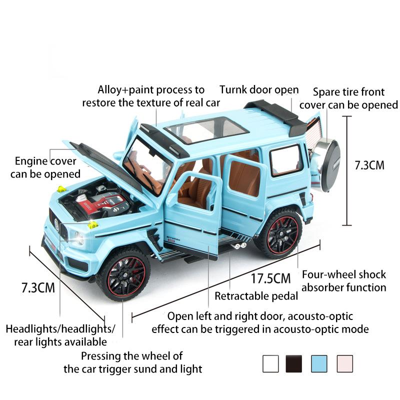 1/32 Scale Brabus G800 Diecast Car Model Toy, Pull Back Toy Vehicle with Sound and Light for Kids Toddler Boys Girls Gift Collection