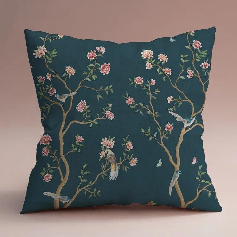 Luxury Home Decor Cushion Cover Chinese Style Creative Floral Pattern Print Pillow Cover Car Sofa Cushion Cover