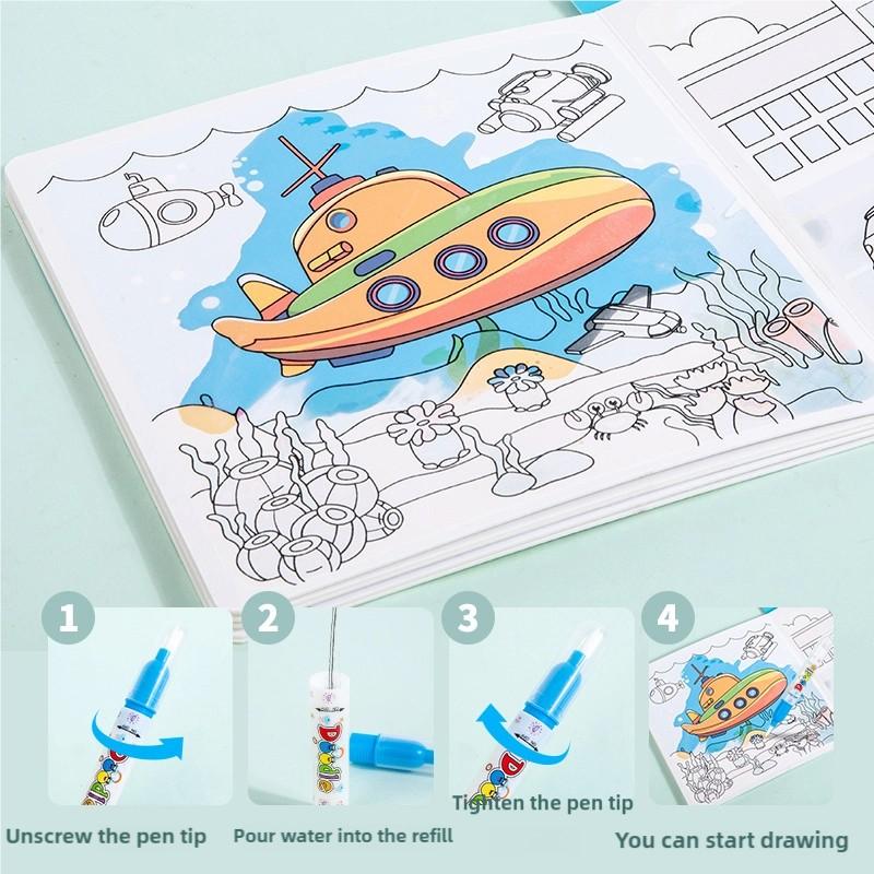 Neues 2-in-1 wiederverwendbares Malbuch Wassermalaufkleber Puzzles Spielbuch Sensorisch für Früherziehung Puzzle Malspielzeug