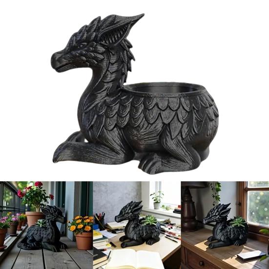 3D Printed Dragon Planter Pot, Mini Succulents Herb Plants Flower Pot, Indoor Outdoor Plants Container, Home Balcony Desktop Decoration