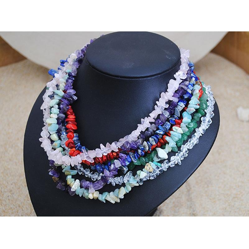 Natural Healing Stones Gravel Beads Short Necklace Female Jewelry Gravel Choker Necklace Holiday Party Necklace for Girl