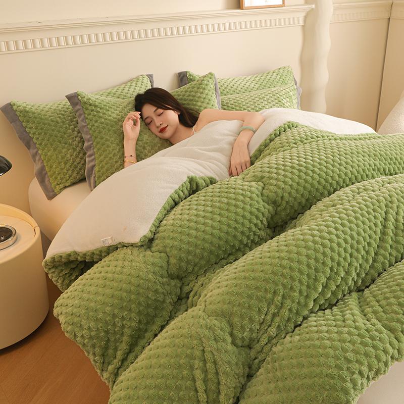 Double Quilt Very Warm Winter Duvet Lamb Cashmere And Soy Fleece Warm Wool Quilt Thicken Blanket Comforters Core for Double Bed