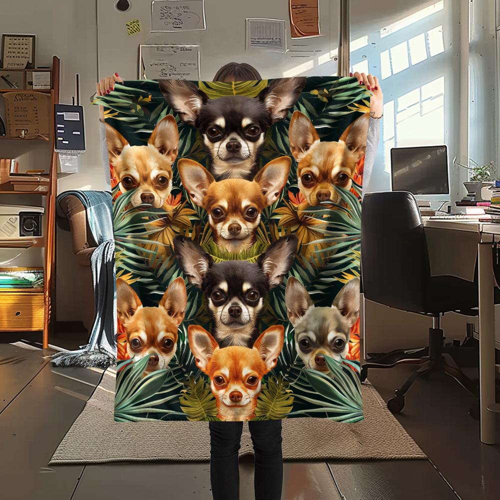 1Pc Collie Corgi Print Flannel Blanket, High quality Comfortable for All Seasons, Home Decor, Warmth and Comfort, Perfect for Christmas Gifts