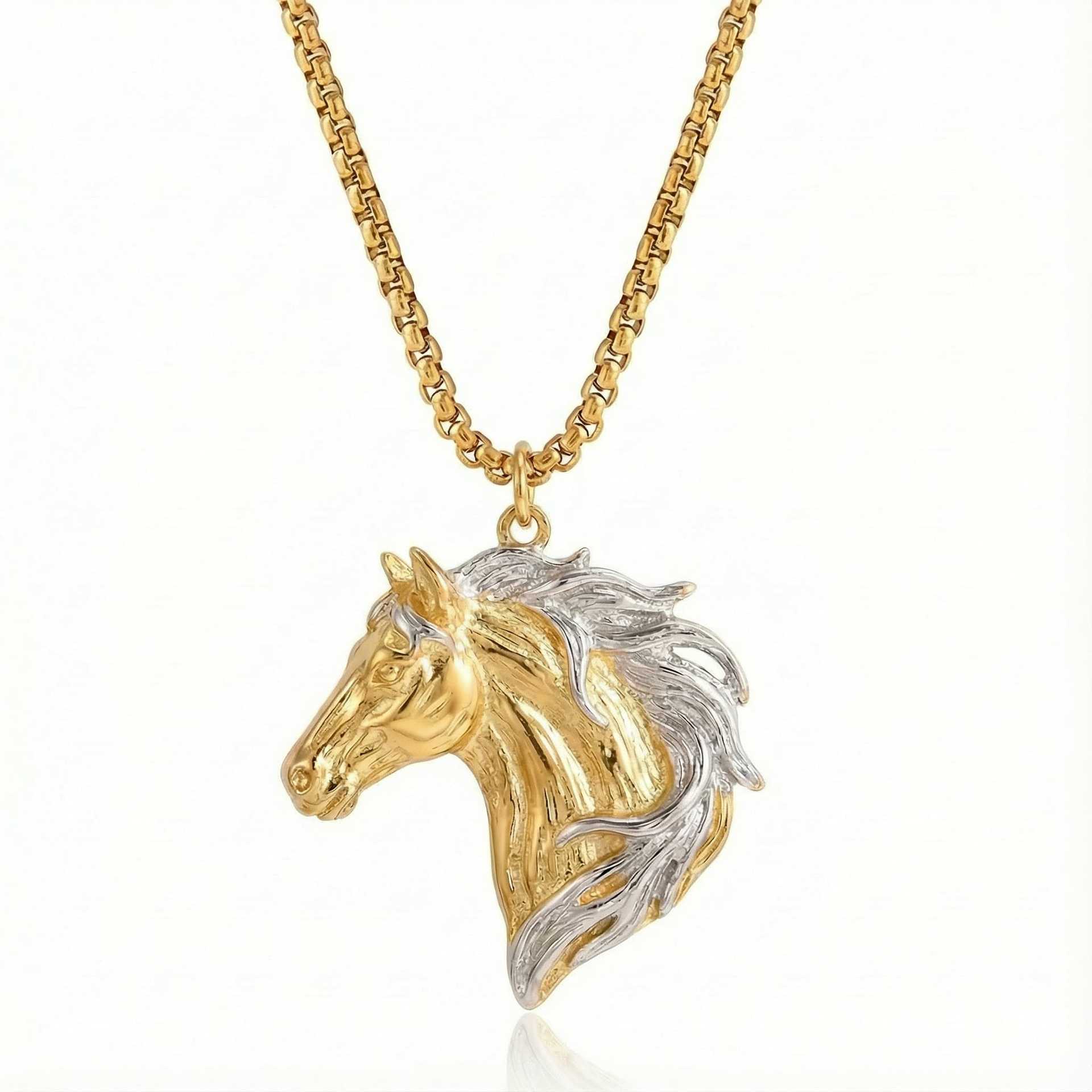 

Denim Series Pistol Cowboy Hat Boots Horse Head Gold And Silver Splicing Color Necklace Electroplating Color Retention