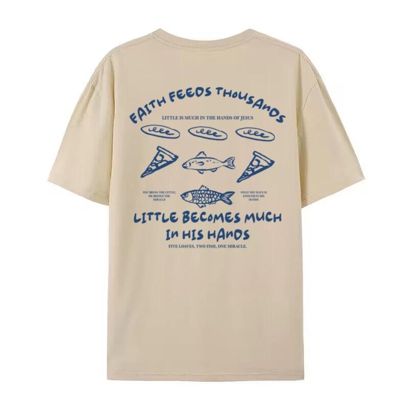

Retro Boho Loaves and Fishes TShirt Christian Streetwear Jesus Math Graphic Shirt Cool Religious Faith Apparel Unisex Clothing 2XL