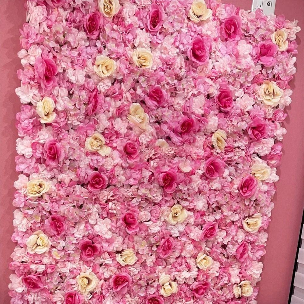 Realistic Artificial Flower Wall Panels Handmade Rose Wedding Background  Stage Supplies