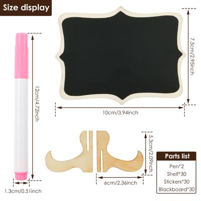 30Pcs Wooden Blackboard Universal Message Board Chalkboard Labels With Easel for Wedding Restaurant Birthday Parties Decor Decor