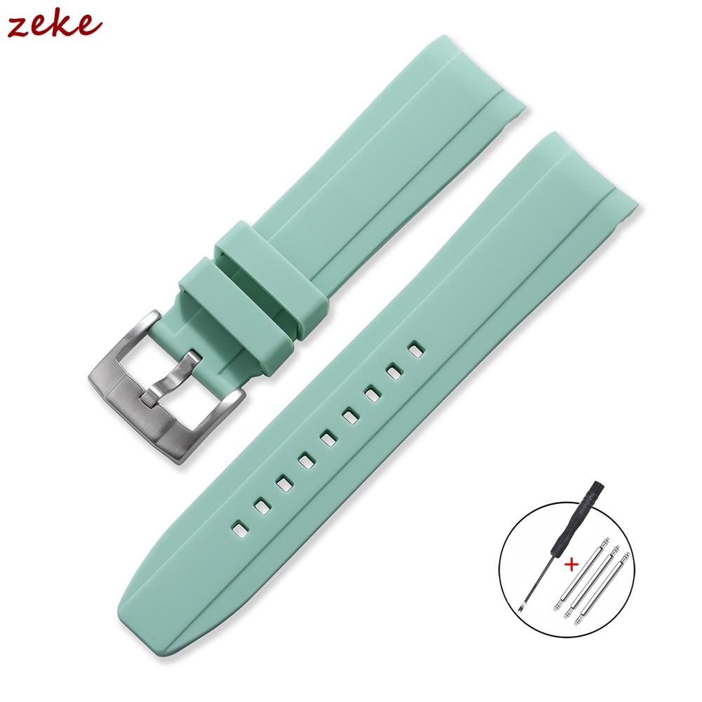 

20 мм 22 мм Резиновые ремешки Изогнутый конец Силиконовый ремешок для часов для Swatch для Omega Moonswatch Браслет Мягкий Водонепроницаемый Спортивный Наручный ремешок 20mm светло-зеленый
