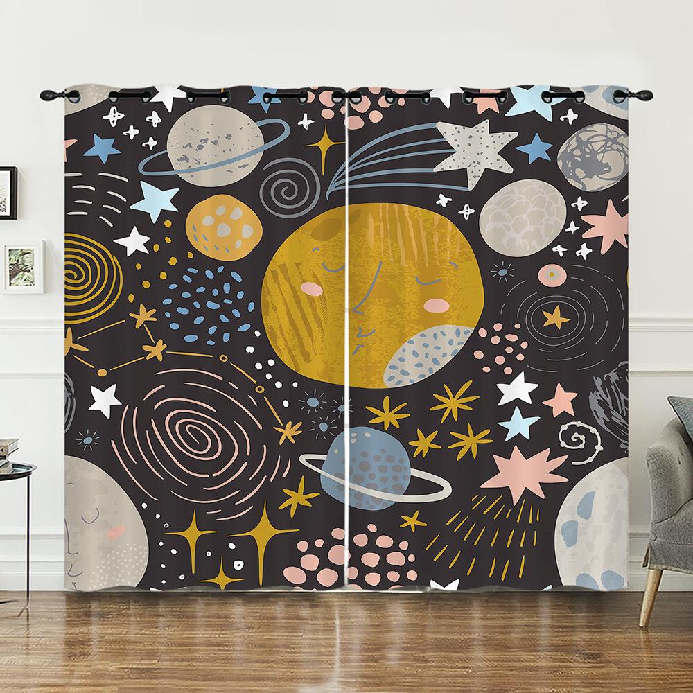 Curtain Bedroom Curtain Digital Printing Astronaut Planet Blackout Curtain Cloth