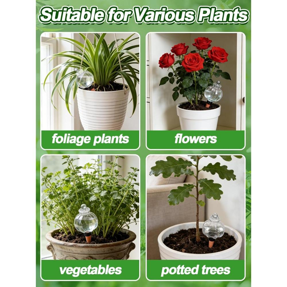 4pcs Leakproof Plant Watering Globes - Top Fill Self Watering Planter Insert Slow Release Water Bulbs with Terracotta Spikes for Indoor Plants