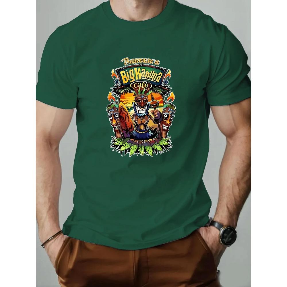 Men's T-Shirt 100% Cotton Tribe Cartoon Print Summer Oversized Round Neck Breathable Casual Short Sleeve Fashion T Shirt