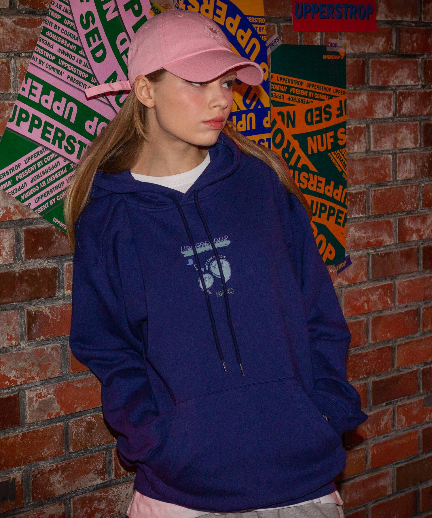Upper Strop [Up9012] Comma Logo Graphic Hoodie Dark Violet L
