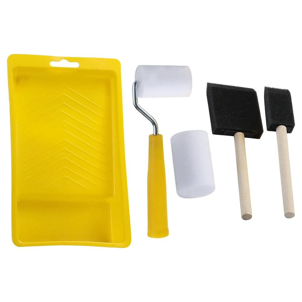 Foam Paint Roller Kit Painting Repair Brush Small Paint Roller Tray Set