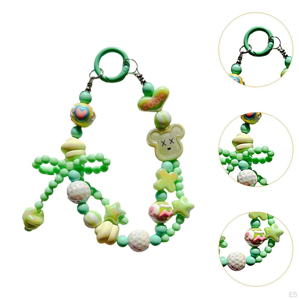 Beaded Keychain Car Key Holder Backpack Accessories Decor Ornament Wristlet Bracelet Cute Chain