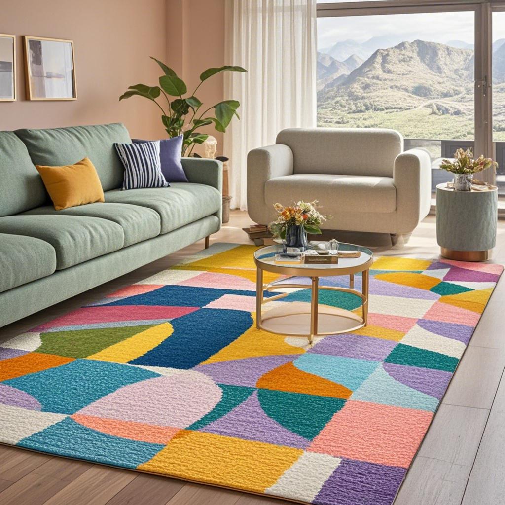 Modern Colorful Carpet for Living Room Non-slip Cute Room Décor Abstract Style Lounge Rug Washable Mat for Children Room Tapis