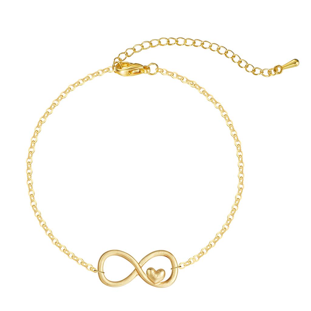 Kinitial Female Luckly 8 Heart Braceets Bohemian Charm Bracelet Jewelry Infinity Ankles Bracelets for Woman Engagement Jewelry
