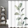 Green Leaf Shower Curtain Set - 4-Piece, Waterproof & Mildew-Proof with Hooks, Ideal for Bathroom Decor, Bulk Discount Available