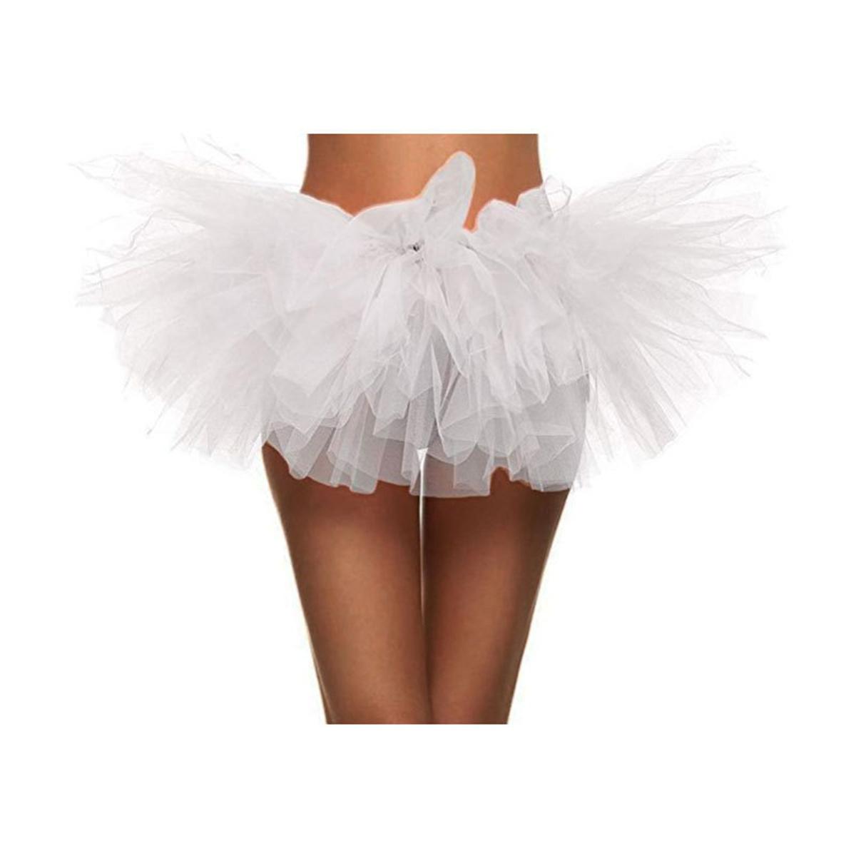 5-laagse Tule Rok voor Dames & Tieners - Ultra Pluizig, Elastisch, Perfect voor Halloween, Kostuumfeest, Kerst (80s Tutu Stijl XL&Other white