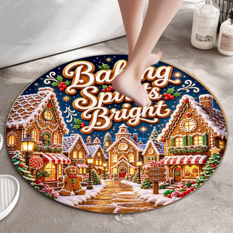 Cute cartoon gingerbread man Christmas gift rug home soft decorative anti-slip yoga table and chair mat carpet outdoor floor mat carpet Y1