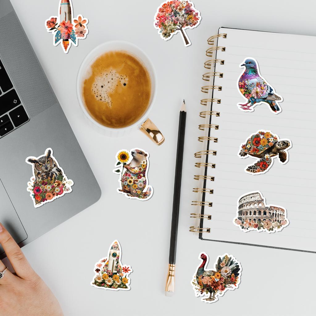 50 Colorful Animal Graffiti Stickers, Water Cups, Luggage, Waterproof Decorative Stickers, Creative Animal Stickers for Children