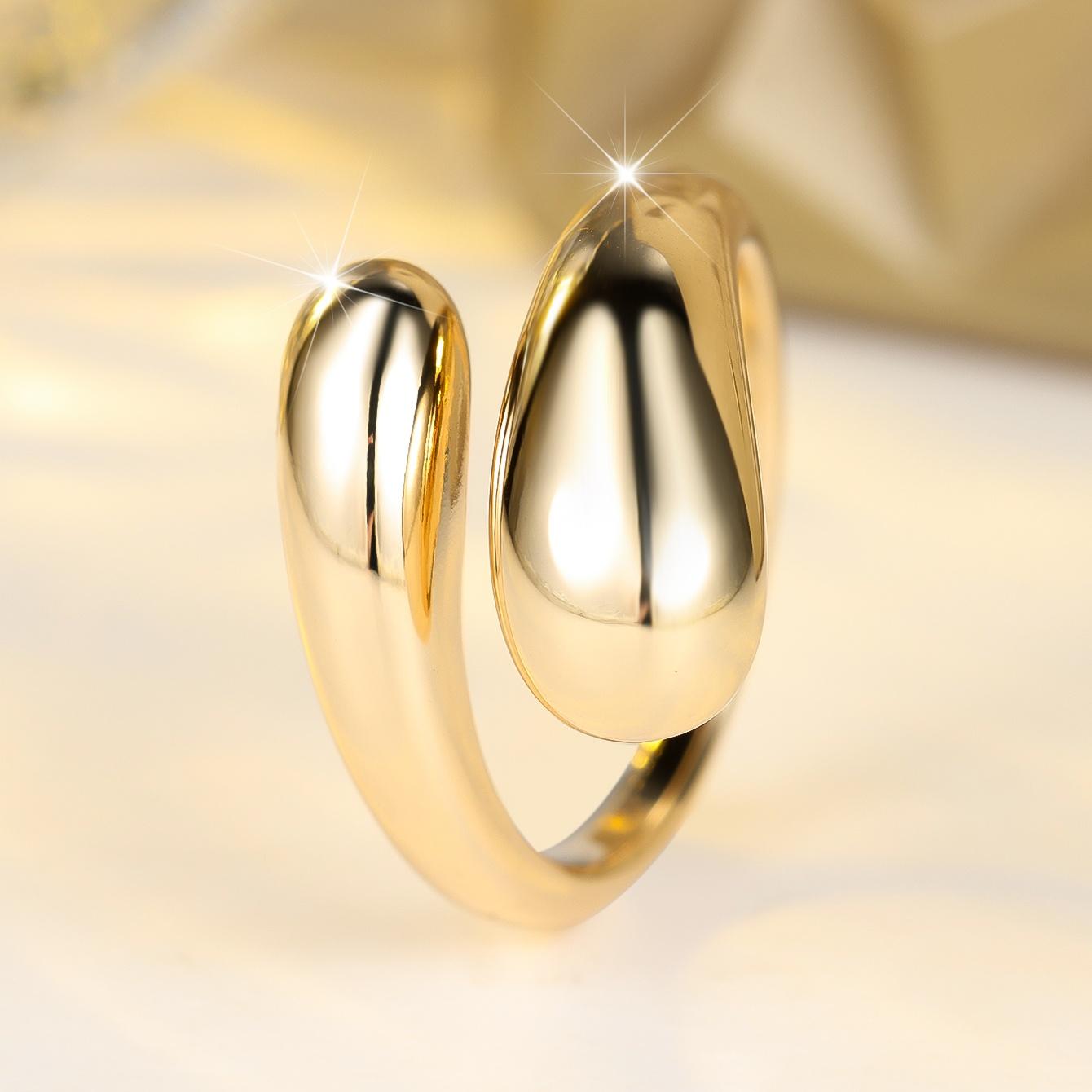 

Cute Female Gold Color Wedding Rings Promise Open Adjustable Engagement Jewelry For Women resizable