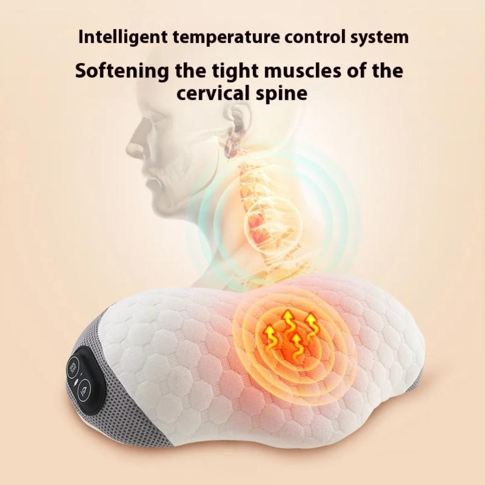 Heating Vibration Type Cervical Spine Massage Pillow Memory Foam Breathable Cotton Waist Traction Stretch Massager Waist Cushion