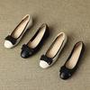 Fashion Ballet Flat Cowhide Bow Women's Shoes Genuine Leather High Heels Girl Mary Jane Shoes