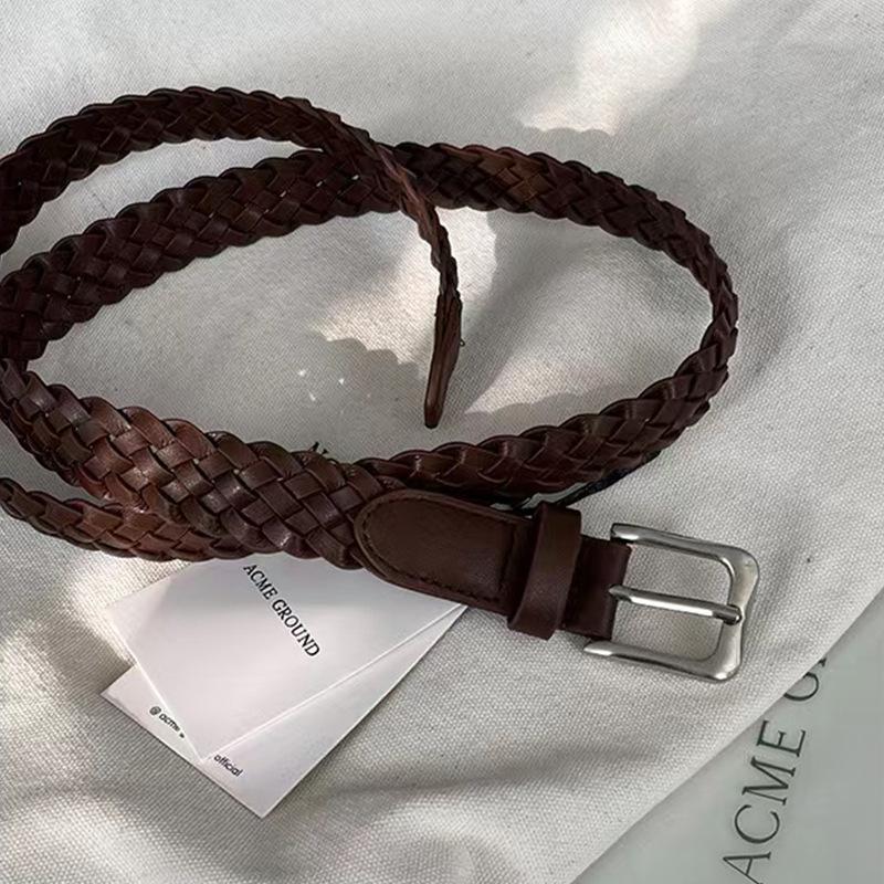 

Retro Woven Belt Belt Korean Casual Elastic Belt Multi-Color Men S And Women S Same Style 105cm