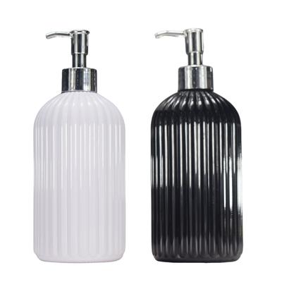 Modern Striped Soap Dispenser 500ml Soap Dispenser with Pump Refillable Hand Pump Bottle for Shampoo Conditioner