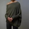 Autumn and Winter Women's Solid Colour Round Neck Long Sleeve Comfortable Temperament Knitted Pleated Pullover Knitwear