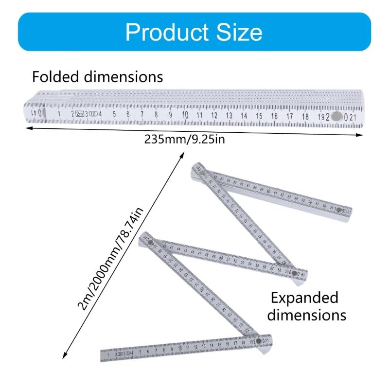 Precision Metric Ruler Measuring Instrument 2m Folding Ruler Construction Ruler Heavy Duty Measurement Tool