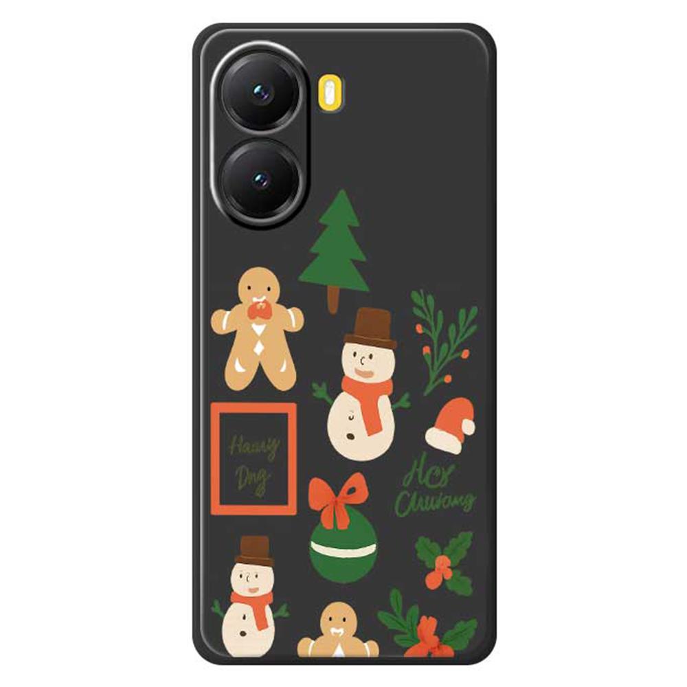For Xiaomi Redmi Turbo 4 5G/Poco X7 Pro 5G Case Christmas Snowman Pattern Printing Straight Edge TPU Phone Back Cover