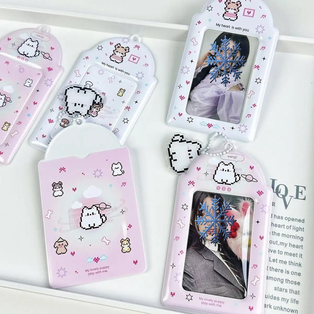 1Pc Cartoon Dog Theme Card Cover, Bus Card Cover, With Pendant Photocard Holder, Cute Campus Card Cover