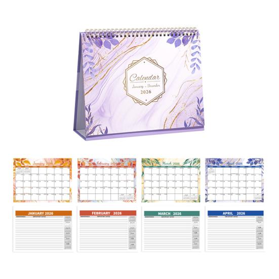 2026 Desk Calendar Standing Flip Desktop Calendar with Twin-Wire Binding Jan 2026 - Dec 2026 12 Monthly Planner for Home Office School