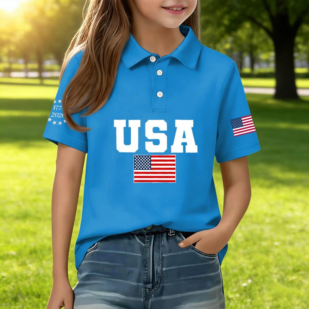 Children's Daily Casual Short-sleeved Print Tops T-shirts Shirts