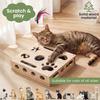 Interactive Cat Puzzle Toy Nail File Scratch Board Enrichment Box Wooden with 3 Bell Ball for Pet Exercise Boredom Relief