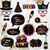 20pcs Colorful 2025 New Year Photo Booth Props Cartoon Happy New Year Decor  Birthday Party Supplies