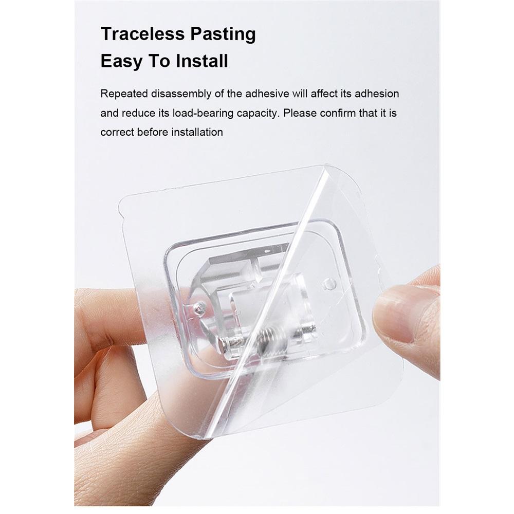 Silicone World 4PCS Self Adhesive Hooks Punch-free Curtain Rod Clip Hook  Telescopic Rod Holder Fixed Clip Hanging Hook Holder