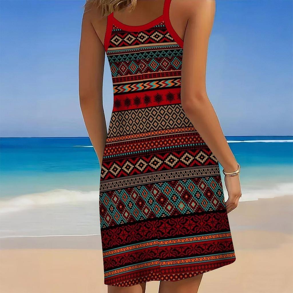 Women's Beach Dress Mini Dress Print Casual Modern Dress Sleeveless Loose Fit Outdoor Daily Summer