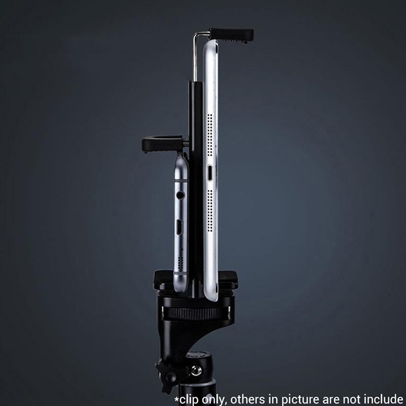 Universal Tablet Phone 2 In 1 1/4" Tripod Mount Clamp Holder Bracket Selfie Clip