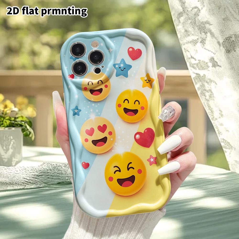 Phone Case: 2D Flat, Fits iPhone 18, 17, 16, 15, 14, 13, 12Pro Protective Case, Cartoon Emojis, Perfect Christmas and Halloween Holiday Gift