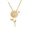 Rotating Sunflower Pendant Necklace with Micro-inlaid Zircon Crystals