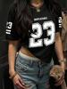 2026 Women's American NO.67 Printed Breathable Loose V-neck Short sleeved Sports Football Shirt Mesh Loose Oversized Top