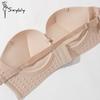 Front-closed Seamless Bra for Women Round Cup Non-Slip Push-up Bra Tube-top Manga Boobs Multi-way Wear