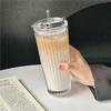OLOEY Diamond Pattern 450ml Glass Coffee Mug with Lid & Straw (3-Pack)